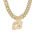 Luxury gold finish hip hop necklace with letter B pendant and butterfly clasp detail - Gold Letter B