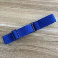 Blue invisible elastic belt with black flat buckle displayed on a wooden surface - Sapphire Blue / 80-100cm