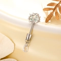 Silver thorn heart cartilage earring with blue gem and clear teardrop pendant - Aqua Blue (Single)