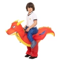 Kids funny inflatable dragon costume in red and yellow for Halloween party cosplay - Children's Cycling Little Fire Dragon / One Size