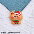 Christmas bear resin charm with red hat and gift box for DIY crafts, 25mm size - Bear / Christmas Rabbit-Bear