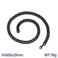 Schwarze matte Edelstahl-Panzerkette Cuban Link 10mm Breite und 600mm Länge - 60CM / Schwarz
