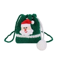 Handmade green crochet reindeer coin purse with cute Santa Claus applique for kids - Green Santa Style