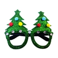 Glittering green Christmas tree party glasses with colorful pompoms and rhinestones - Style 17-Green Glitter Color Ball Tree