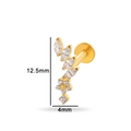 G23 titanium golden piercing stud with marquise cubic zirconia floral design 12.5mm - Floral Bud Long Style-Gold (T2503-4#黄金)