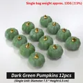 Set of 12 dark green artificial decorative pumpkins with elegant golden stems - Premium Pumpkin (Green) 12PCS