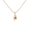 Gold plated girl pendant necklace with a clear zircon and reddish-brown triangular stone - Girl-January