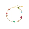 Goldenes Armband mit bunten Kristallen in Smaragd-, Rubin- und Saphirfarben, verstellbar - Mehrfarbig (B2463-GO)