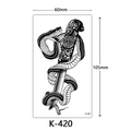 Waterproof snake and dagger tattoo sticker K-420, 60x105mm black sketch design - K-420 Dagger Wrapping Snake