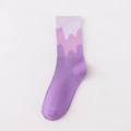 Trendsetting purple gradient crew socks featuring a vibrant ice cream style wavy pattern - One Size / Deep purple