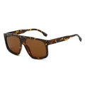 Gafas de sol de gran tamaño con montura de carey y lentes marrones de moda - Montura de Leopardo / Lentes Té