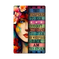 Vintage metal garden tin sign with floral woman portrait and motivational quote - 11740(37)