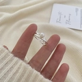 Silver S925 sterling silver open ring featuring a round white pearl for women - JZ0163-Pearl Open