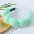 Plush braided mint green sponge headband for skincare with handmade label detail - Mint Green (6# Sponge Headband)