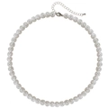 Men's adjustable baseball necklace with 10mm white rhinestones and beaded chain - White Rhinestone Ball Style