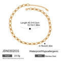 Detailansicht der goldenen Edelstahlkette mit Spezifikationen und 45cm Gesamtlänge - Goldene Grobe Gliederkette (JDN0302016)
