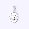 Pendentif chien Samoyède en émail blanc avec fermoir mousqueton argenté pour sacs - 14 Montagne des Pyrénées
