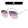 Chic pilot sunglasses with white frame, gold metal temples and purple gradient lenses - White Frame Gray Pink Lens