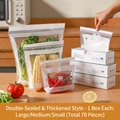 Reusable food grade silicone bags set of 70 in three sizes for kitchen storage - Double Zipper Thickened / [1 Small + 1 Med + 1 Large] Total 70pcs