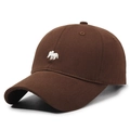 Dark brown cotton baseball cap featuring minimalist white animal embroidery on the front - Adjustable / Coffee