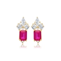 Elegant S925 silver needle luxury rectangular pink zircon stud earrings in gold finish - Gold Style 25-Rose Crown