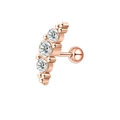 Rose gold stainless steel stud earring featuring three vertically set white cubic zirconia - Ball Back Screw / Rose Gold Earrings