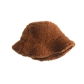 Brown faux lamb wool bucket hat for winter featuring a thick plush texture and warm soft feel - Adult One Size 58-60cm / Coffee