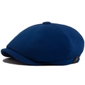 Berretto newsboy blu navy in tessuto strutturato con dettaglio fibbia in pelle - Regolabile (55-60cm) / Blu