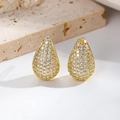 Elegantes pendientes de gota chapados en oro con micro-pave de circonitas sobre piedra - Estilo Dorado (ZYN-DME476G)
