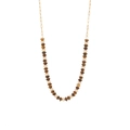 Maillard-style tiger stone beaded necklace with golden stainless steel double chain layers - Disk & Round Mixed Creamy Beads Style (6#)
