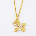 Golden balloon dog pendant necklace with sparkling white cubic zirconia stones on gold chain - Poodle/Crystal Inlaid / Gold