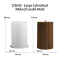 Detailed view of cylindrical striped candle silicone mold with product dimensions - Large Cylinder Ribbed Candle Mold