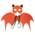 Detail of orange cat mask and bat wings set for Halloween kids party costumes - Orange Set