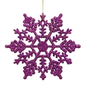 Glinsterende paarse kerstsneeuwvlok decoratie van 10cm met goudkleurig ophangkoordje eraan - 10CM (met touw) / Donkerpaars