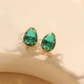 Elegant gold-plated drop earrings featuring vibrant emerald green teardrop crystals - Green Zirconia (Gold)