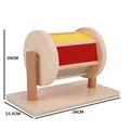 Montessori wooden spinning drum toy with colorful panels and mirror on a solid base - International Version Spinning Drum (with Mirror)