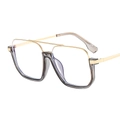 Fashionable grey and gold oversized aviator glasses with a stylish double bridge design - Transparent Grey