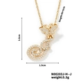 Golden necklace with butterfly letter pendant and white cubic zirconia stones - Butterfly Letter J Pendant Style (N00203J-H--J)