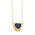 Elegante collar de corazón dorado con un colgante de corazón de piedra azul zafiro - Azul oscuro