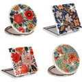 DIY diamond painting portable folding makeup mirror with floral pattern and silver metal frame - Floral Butterfly - Single