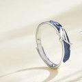 Verstelbare zilveren ring met blauw walvisontwerp en een sterrenhemel emaille finish - Verstelbaar Open / Walvis Droom Ring Heren