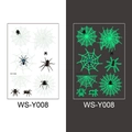 Luminous Halloween spider web temporary tattoos with green glow effect variant - Spider Web Style (WS-Y008)