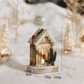 Casetta di Natale luminosa in legno con neve finta e bacche rosse, decoro LED alto 21 cm - Stile 3D No. 1