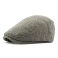 Classic dark grey knitted newsboy cap with textured waffle knit pattern for men - Adjustable / Gray