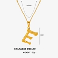 Golden stainless steel necklace featuring a square pendant with a minimalist letter E design - Letter E