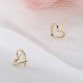 Orecchini a lobo a cuore in argento S999 con finitura dorata lucida per donna - Argento puro S999 / Oro