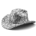 Chapeau de cowboy vintage avec motif marbré noir et blanc et larges bords - M(56-58cm) / Texture d'Argent