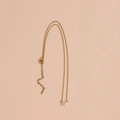 Elegant gold titanium necklace with a round brilliant cut zircon and adjustable clasp - 5.0 Single Stone / Gold