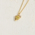 Elegant gold necklace featuring a unique yellow triangular gemstone with zircon accents - Yellow Zirconia Jellyfish Style (XL2629)