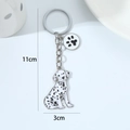 Detail view of Dalmatian enamel keychain with paw print pendant and size markings - Dalmatian (M10208)
